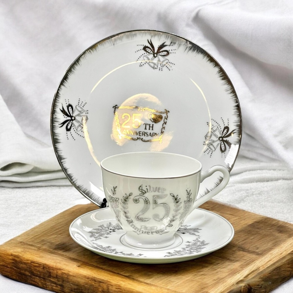 25th Anniversary Trio Set: Decorative Plate, Teacup and Saucer (Y3-5)